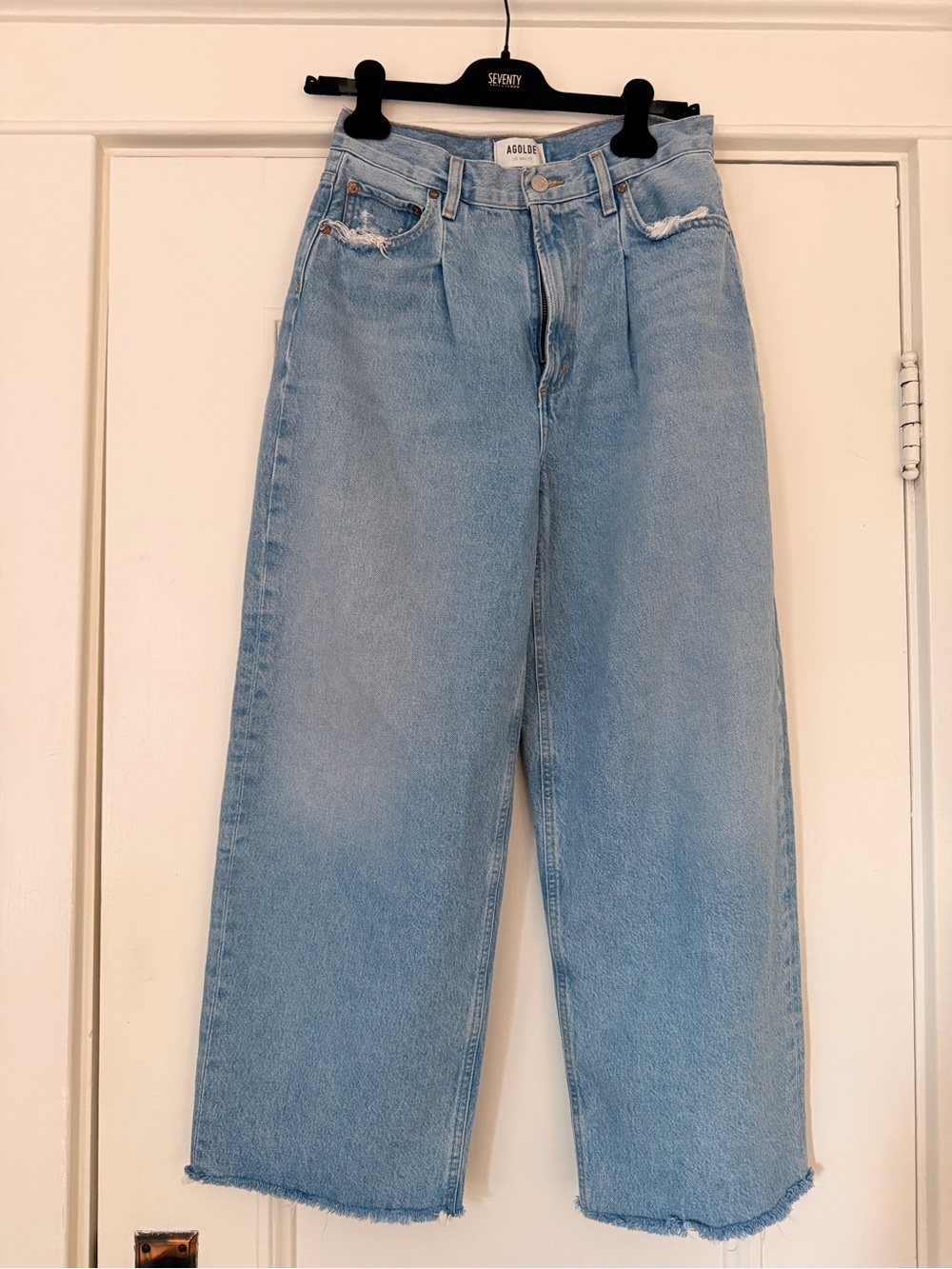 Agolde Light Wash Relaxed Wide-Leg Jeans high rise